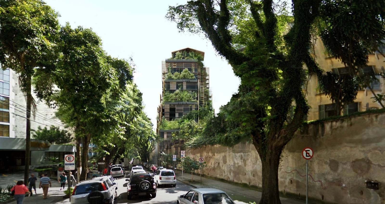 Cidade Matarazzo: kule teraslarındaki yoğun bitki katmanları